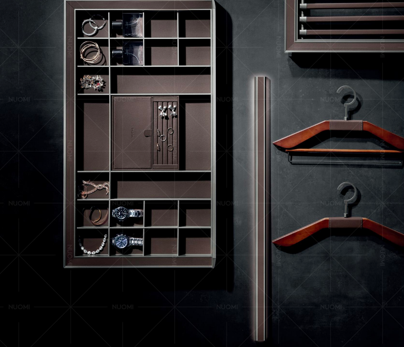 Leather-lined jewelry and watch organiser drawer — CASAWAVE wardrobe storage Singapore