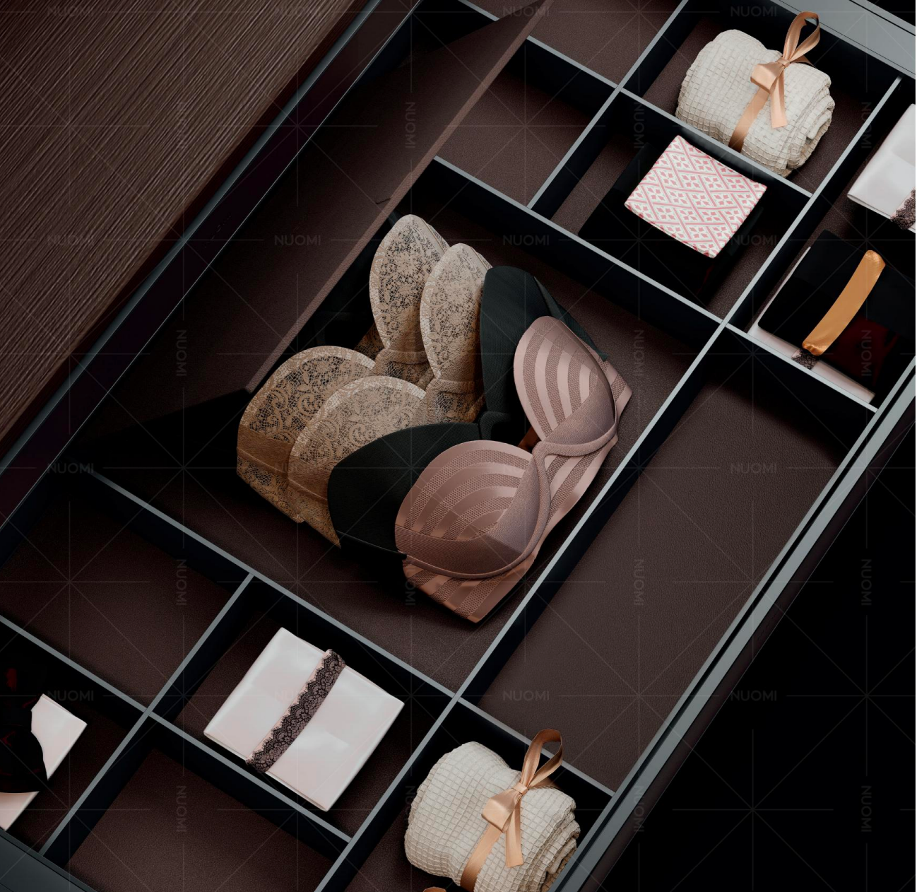 Soft-close drawer system interior — CASAWAVE wardrobe Singapore