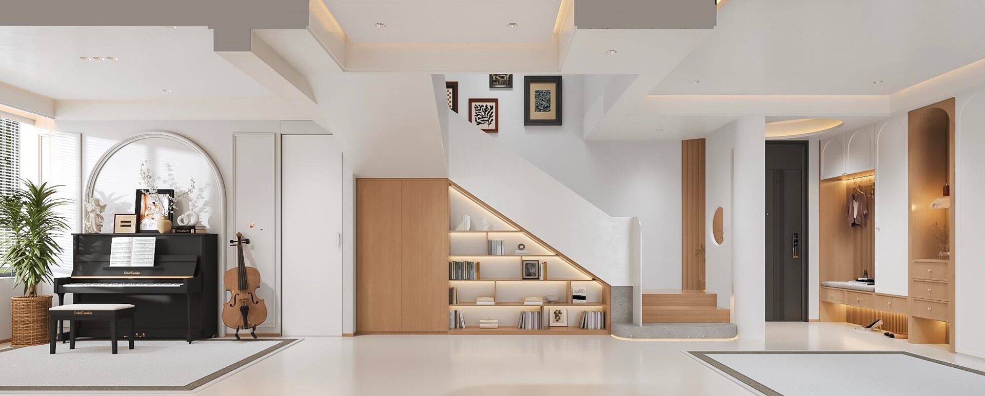 Condo feature wall joinery detail Singapore — CASAWAVE