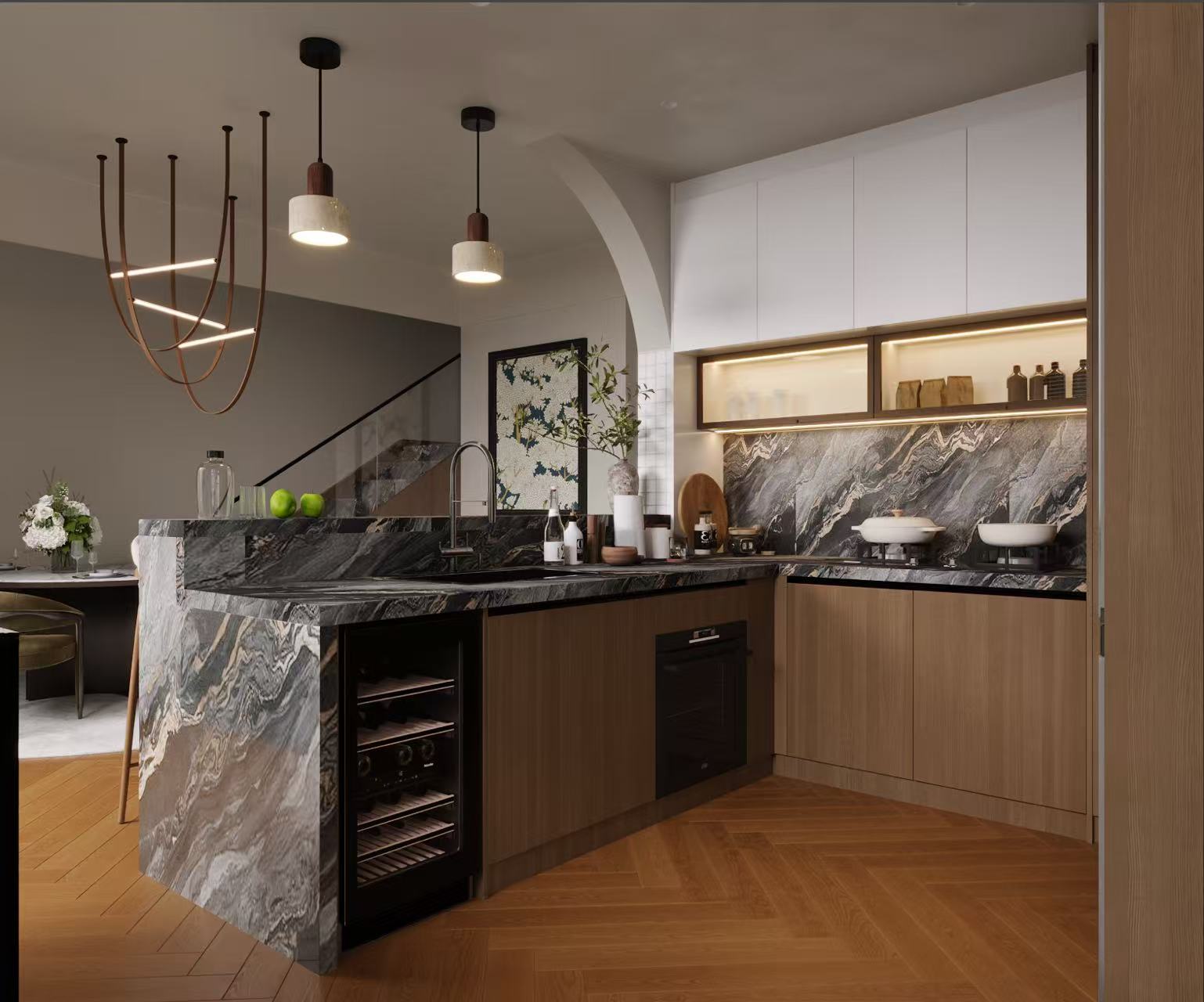 L-shape kitchen layout for HDB and condo